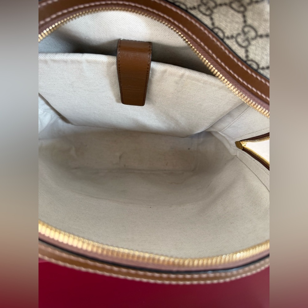 Gucci Beige and Brown Monogram Backpack - Picture 10 of 12